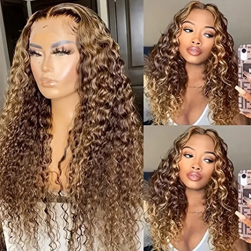 Long Curly Lace Front Wig | Heat-Resistant, 8 Colors, 4–40 Inches