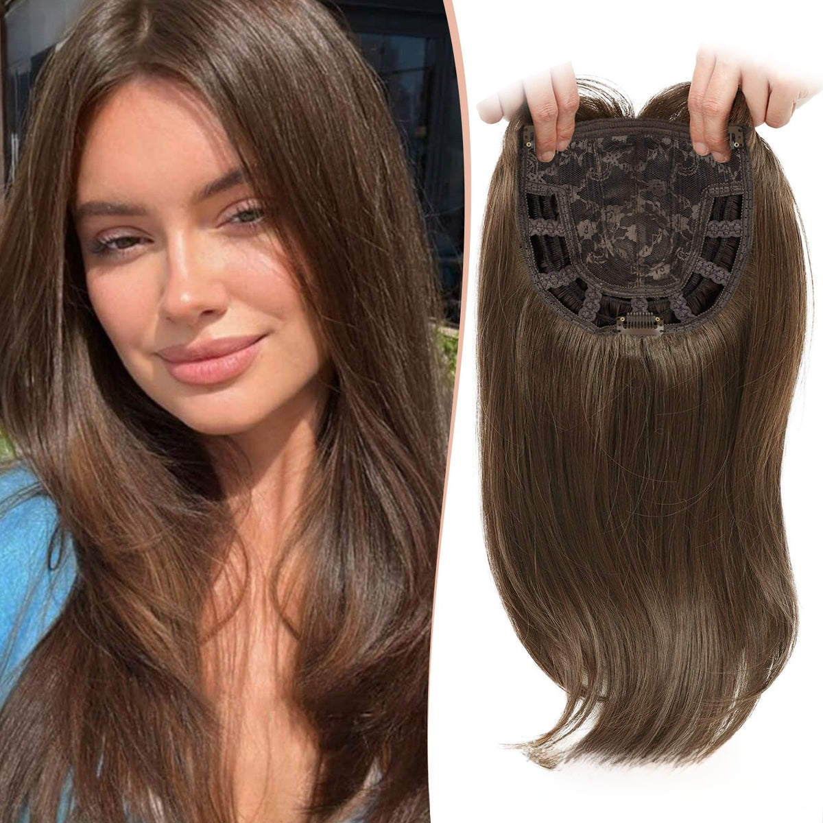 Straight Long Hairpiece | Middle Part, Heat-Resistant Synthetic, 6 Colors, 46cm