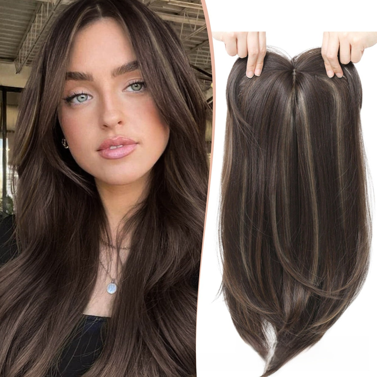 Straight Long Hairpiece | Middle Part, Heat-Resistant Synthetic, 6 Colors, 46cm