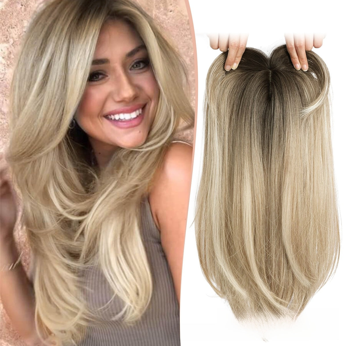 Straight Long Hairpiece | Middle Part, Heat-Resistant Synthetic, 6 Colors, 46cm