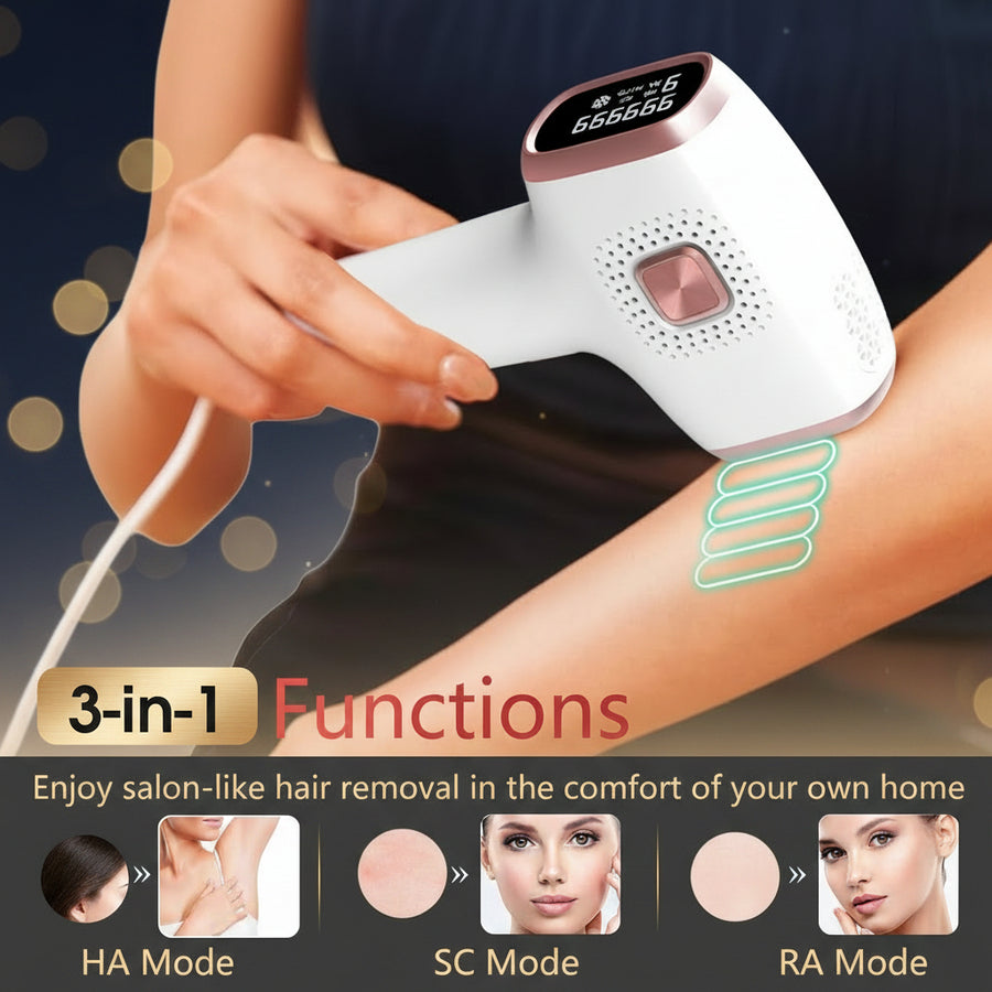 IPL Hair Removal Device | Ice Cooling, 3-in-1, 9 Levels & 999,999 Flashes