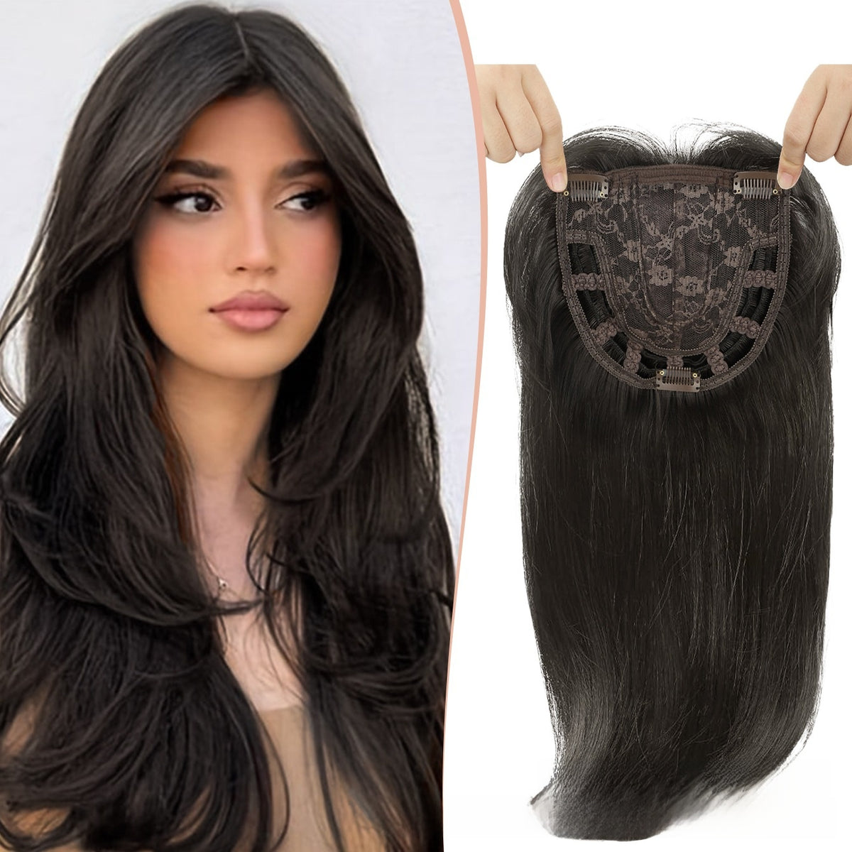 Straight Long Hairpiece | Middle Part, Heat-Resistant Synthetic, 6 Colors, 46cm
